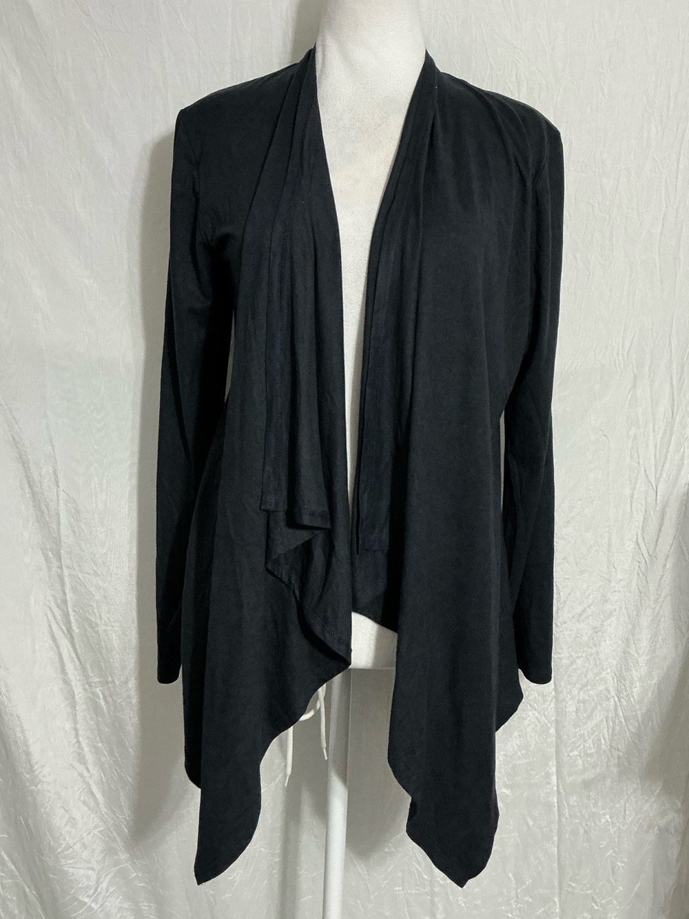 Open-Front Black Draped Cardigan for Women